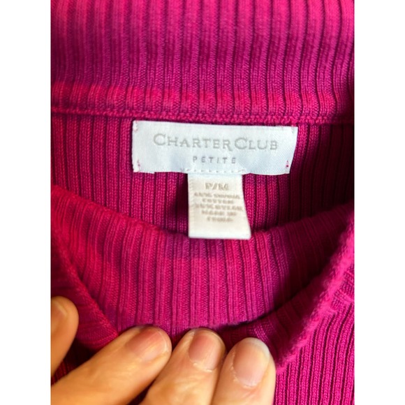Charter Club Pink Ribbed Mockneck Sweater Size Medium Petite Classic - Picture 3 of 8